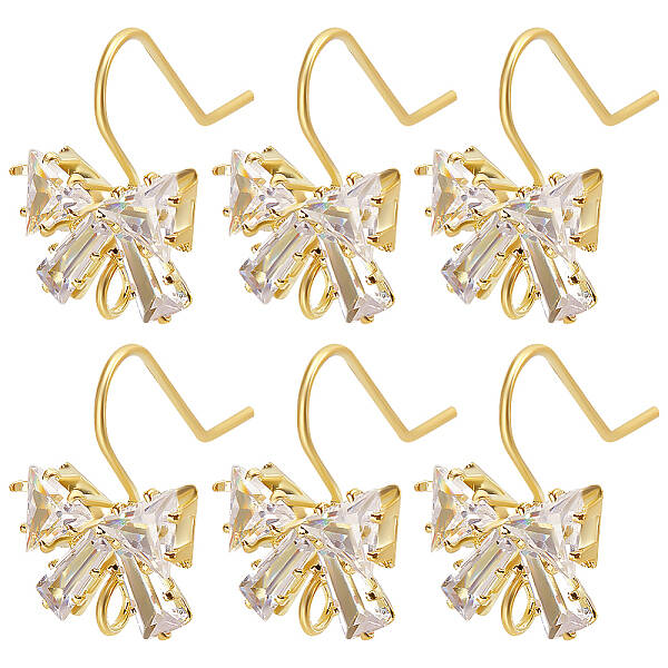 Beebeecraft 1 Box 20Pcs Cubic Zirconia Earring Hooks Bowknot French Fish Hooks with Horizontal Loop for Earring Jewelry DIY M...