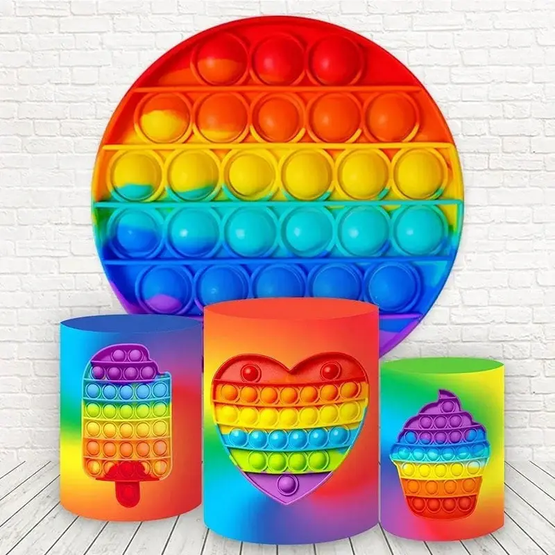Aperturee Circle Pop It Pattern Round Birthday Party Backdrop Kit | Round Backdrop Cover Diy | Circle Backdrops For Birthday ...