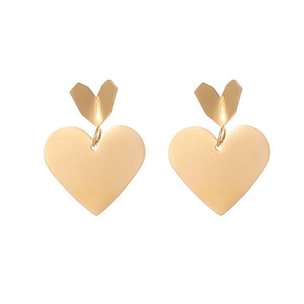 304 Stainless Steel Heart Dangle Stud Earrings for Women