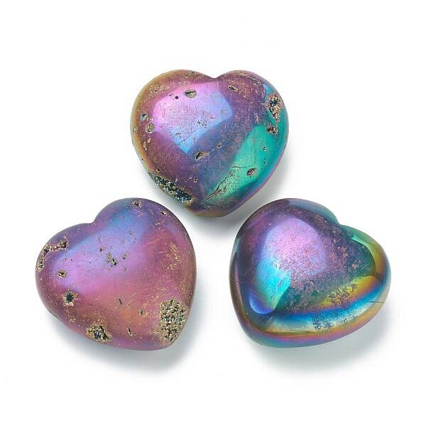 Natural Multi-color Plated  Gemstone Heart Love Stone