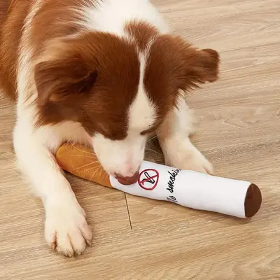 Simulation Cigarette Shaped Pet Sound Toy with Squeaking Sound, Bite Resistant Stuffed Animal Plushie, Valentine's Day Gift