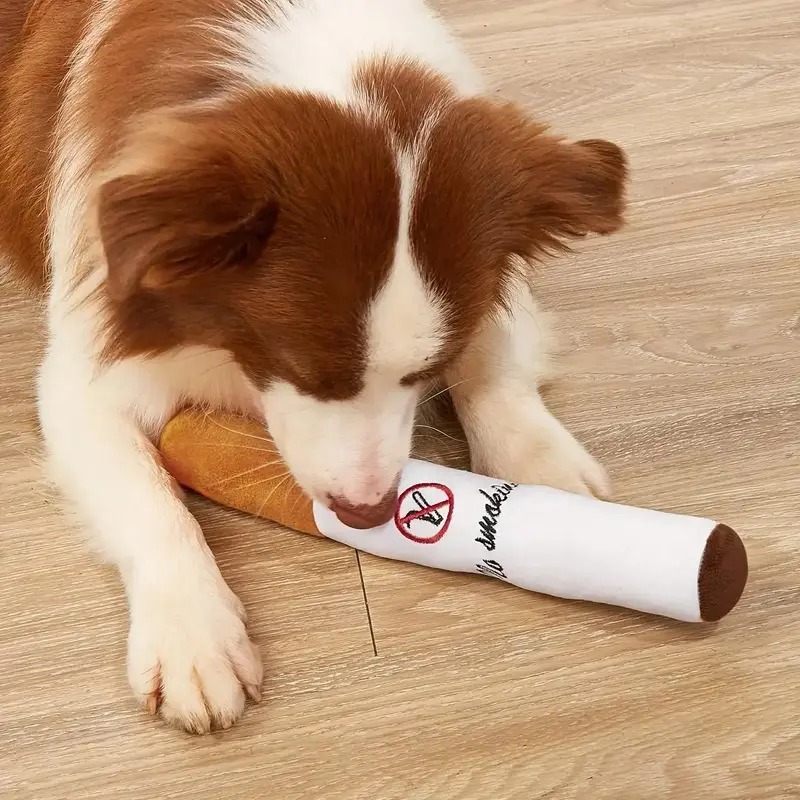 Simulation Cigarette Shaped Pet Sound Toy with Squeaking Sound, Bite Resistant Stuffed Animal Plushie, Valentine's Day Gift