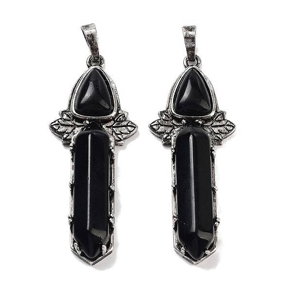 Natural Obsidian Sword Big Pendants