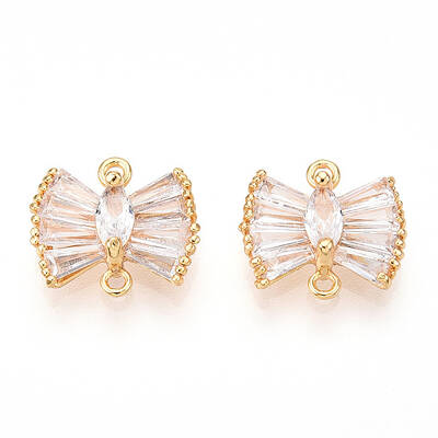 Brass Pave Clear Cubic Zirconia Connector Charms