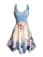 Women's Floral Print Dress, Fashion Casual Sleeveless Cross Wrap Dress for Beach Holiday Vacation, Ladies Summer Clothes, Wom...