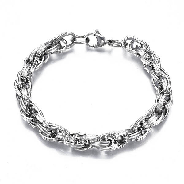 Non-Tarnish 201 Stainless Steel Rope Chain Bracelet for Men Women