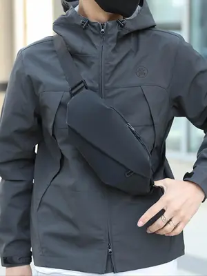 Men's Solid Color Zipper Bum Bag, Casual Trendy Phone Belt Bag For Daily Life, Simple All-match Bag for Daily Life