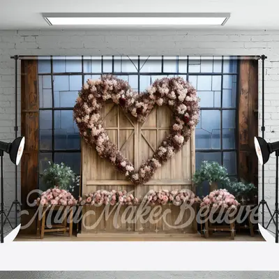 Wooden Board Wall Rose Heart Valentines Day Backdrop - Aperturee