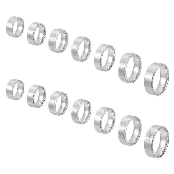 21Pcs 7 Size 201 Stainless Steel Plain Band Rings Set for Women
