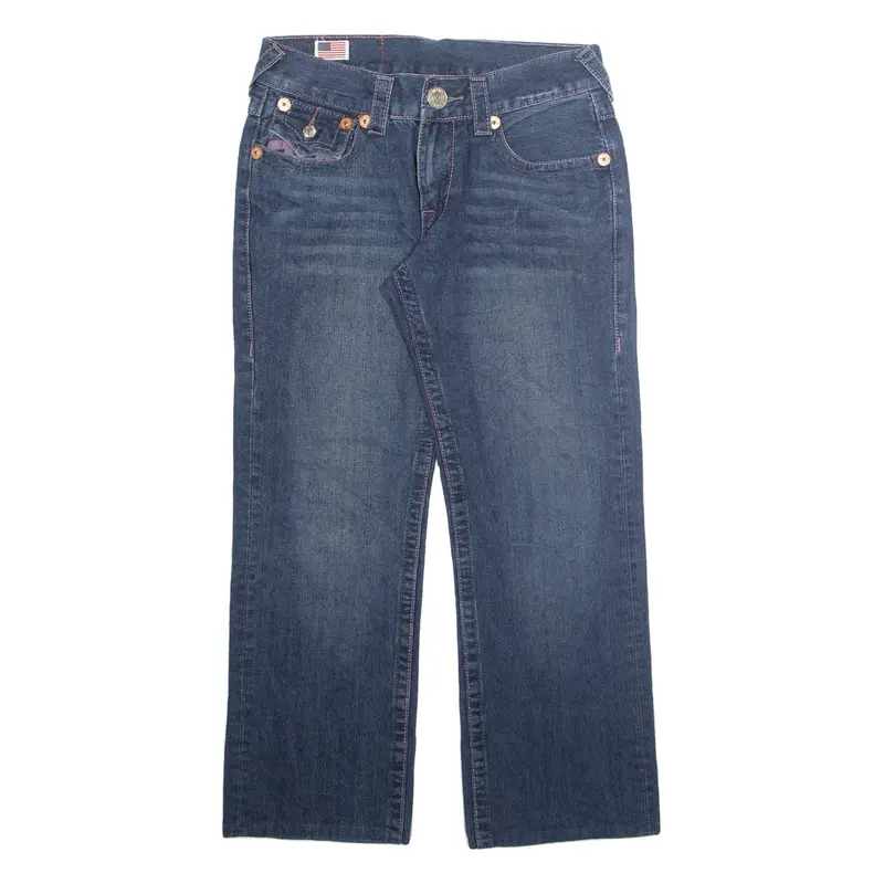 TRUE RELIGION Mens Jeans Blue Regular Straight Stone Wash W32 L27