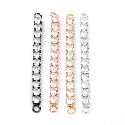 Brass Clear Round Cubic Zirconia Links Connectors