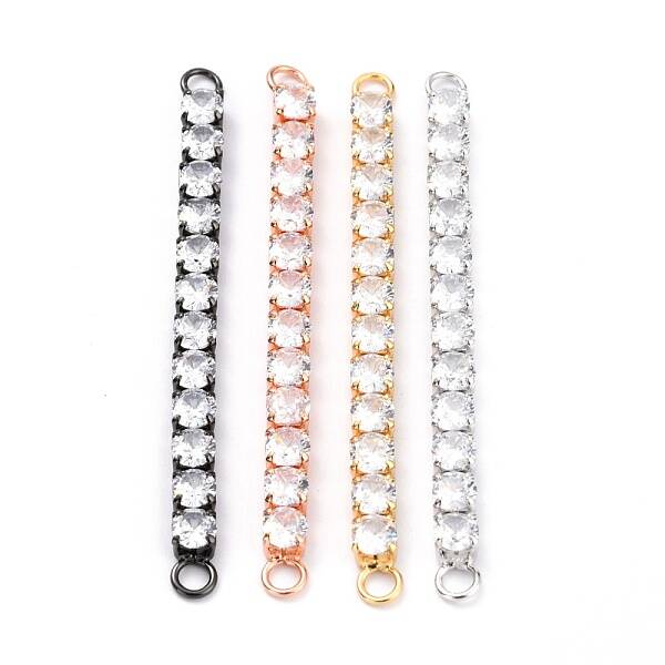 Brass Clear Round Cubic Zirconia Links Connectors