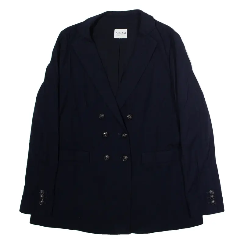 ARMANI COLLEZIONI Womens Blazer Jacket Blue Knit XL