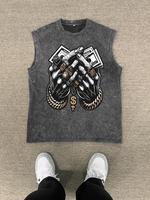 Men's Vintage Graphic Print Round Neck Tank Top, Regular Fit Casual Fashion Sleeveless Top for Summer, Men's Clothes for Dail...