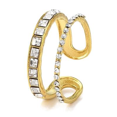Ion Plating(IP) 304 Stainless Steel Open Cuff Ring for Women