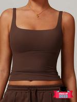 Women's Solid Sports Tank Top, Sporty Sleeveless Top for Yoga Gym Workout Running, Ladies Sportswear for All Seasons, Activew...