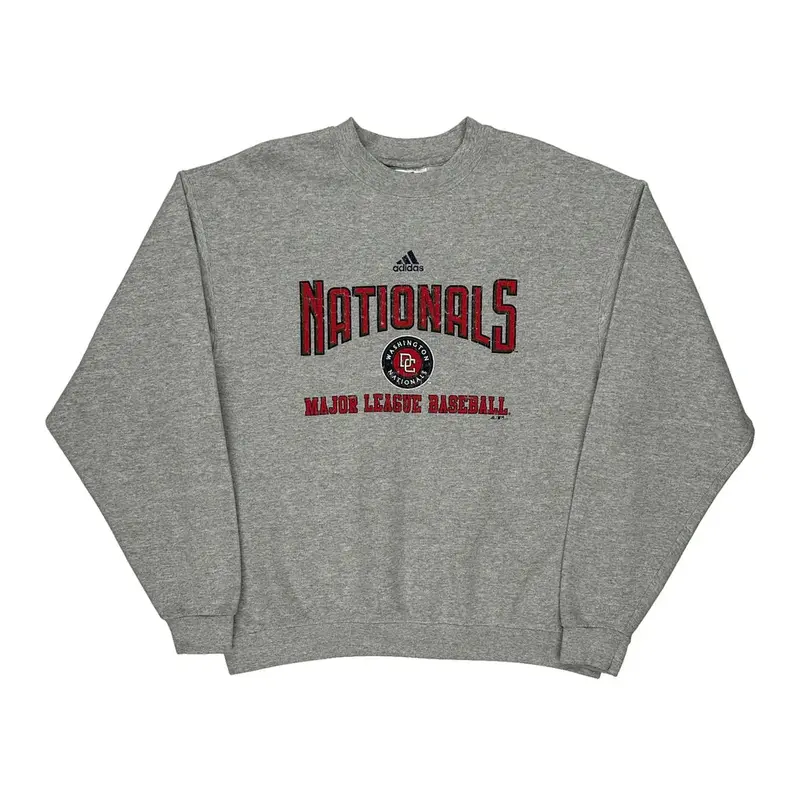 Washington Nationals Adidas Mlb Sweatshirt - Medium Grey Cotton Blend