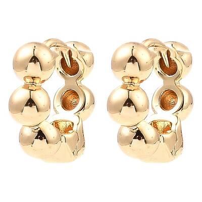 Brass Beaded Hoop Earrings