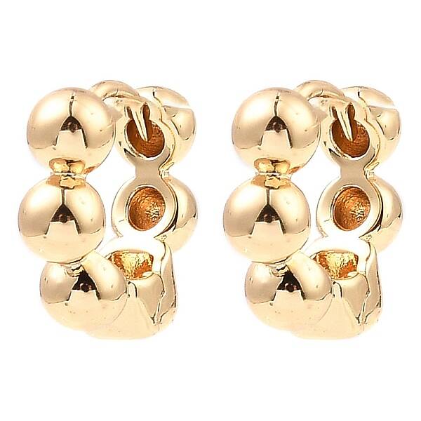Brass Beaded Hoop Earrings