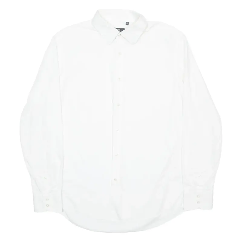 BOSS Mens Plain Shirt White Long Sleeve L