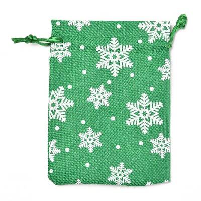 Christmas Themed Burlap Packing Pouches