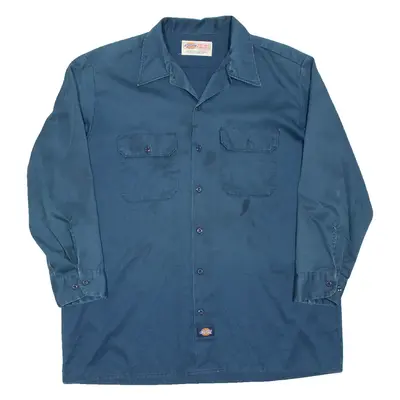 DICKIES Mens Worker Shirt Blue Long Sleeve L