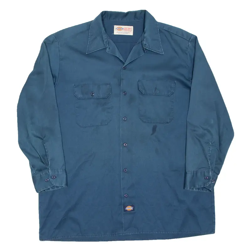 DICKIES Mens Worker Shirt Blue Long Sleeve L