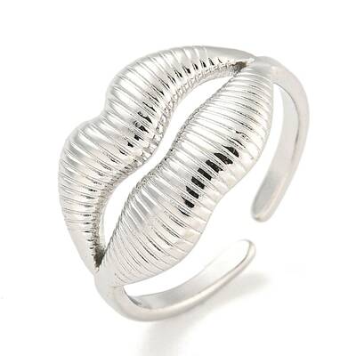 Non-Tarnish 304 Stainless Steel Lip Open Cuff Ring for Women