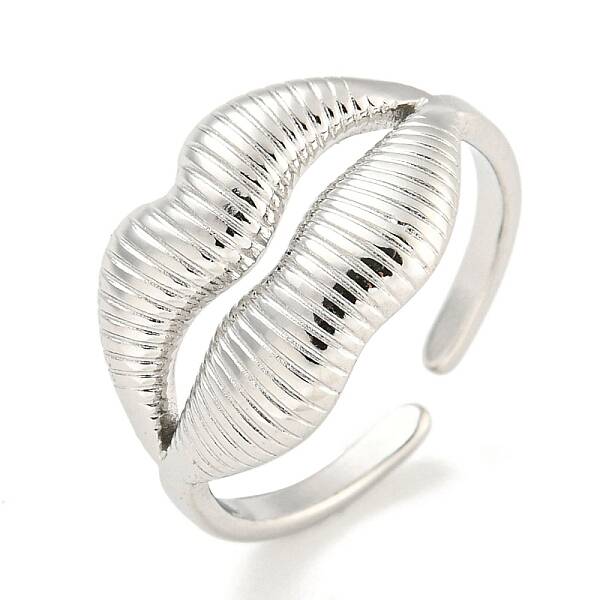 Non-Tarnish 304 Stainless Steel Lip Open Cuff Ring for Women