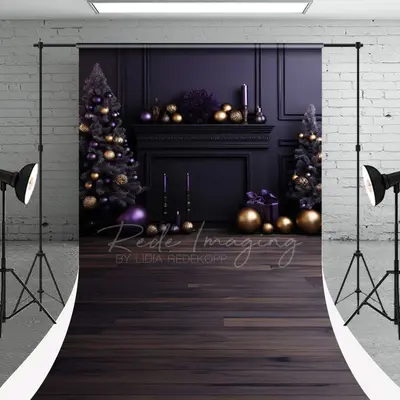 Purple Christmas Tree Sweep Backdrop For Photography - Aperturee