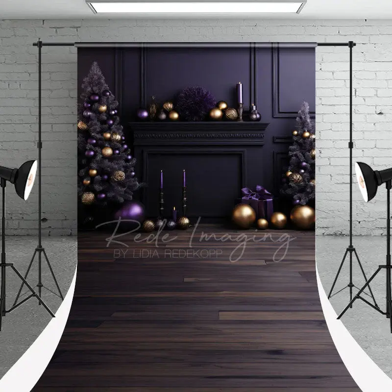 Purple Christmas Tree Sweep Backdrop For Photography - Aperturee