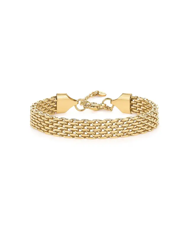 PAVOI 14K Gold Plated Chunky Chain Bracelet for Women - Waterproof Trendy Adjustable Chain Bracelet - Lightweight Stainless S...