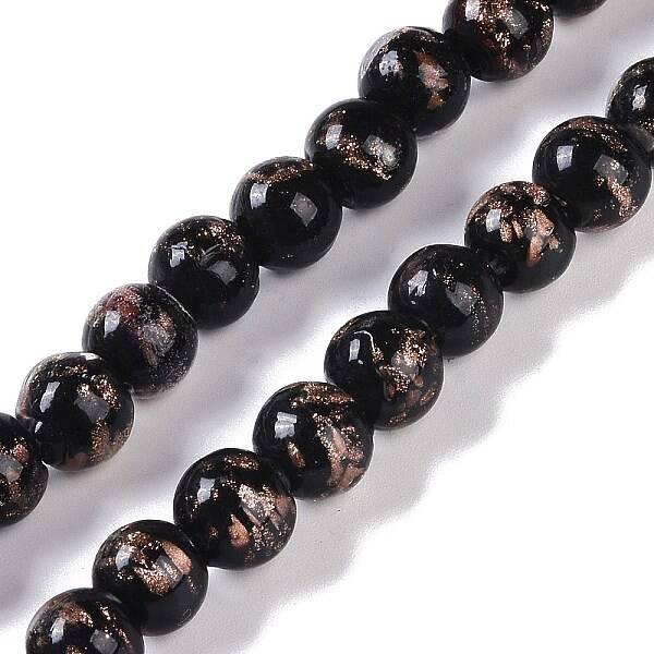 Handmade Gold Sand Lampwork Beads
