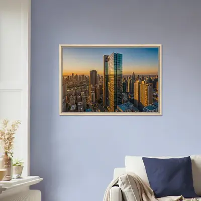 City Lights Awaken - Sunset Reflections in Glass
