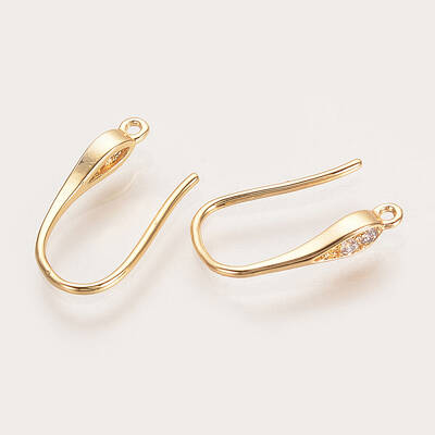 Brass Cubic Zirconia Earring Hooks