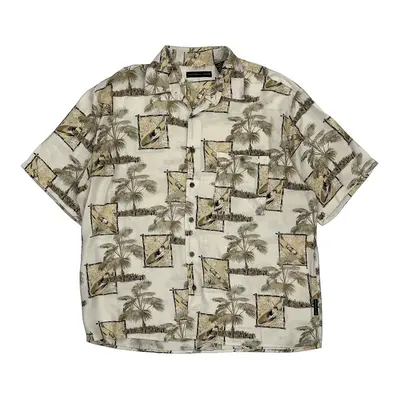 Natural Issue Hawaiian Shirt - Large Cream Viscose