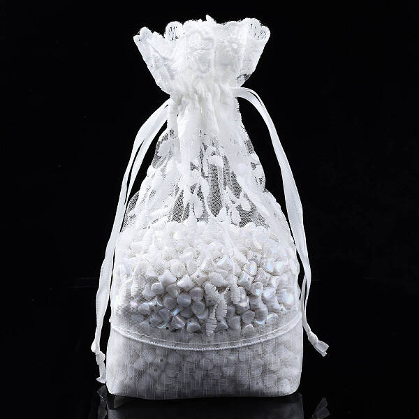 Polyester Lace & Slub Yarn Drawstring Gift Bags