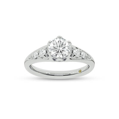 Lyon Tapered Pavé Round Lab Grown Diamond Engagement Ring | 14K White Gold 1 1/4 CT. TW.