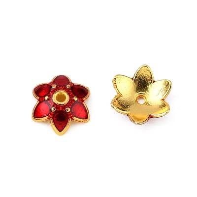 6-Petal Alloy Enamel Bead Caps