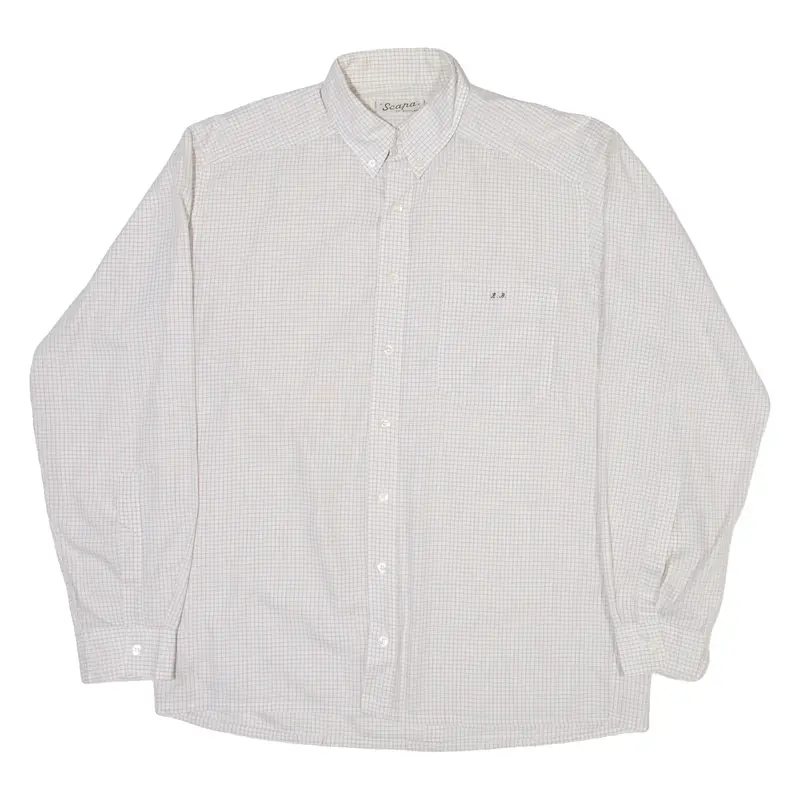 SCAPA Mens Shirt White Check Long Sleeve M