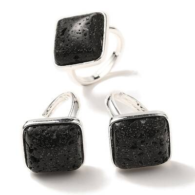 Natural Lava Rock Adjustable Rings