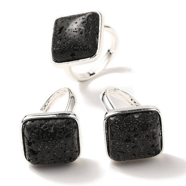 Natural Lava Rock Adjustable Rings