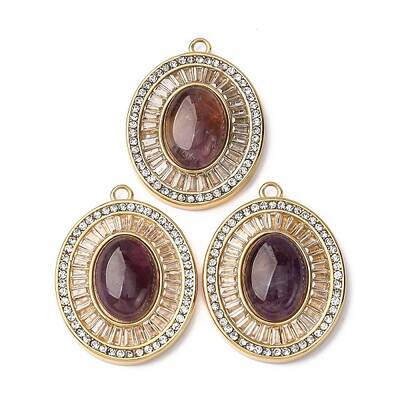 Natural Amethyst Oval Pendants