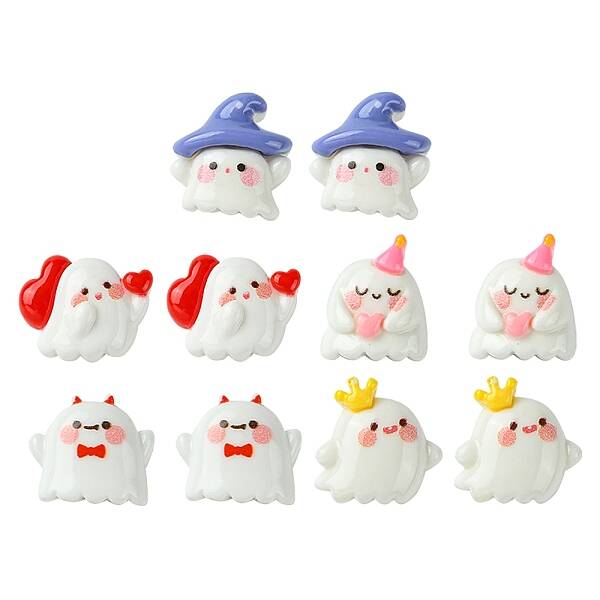 10Pcs 5 Styles Halloween Opaque Resin Decoden Cabochons