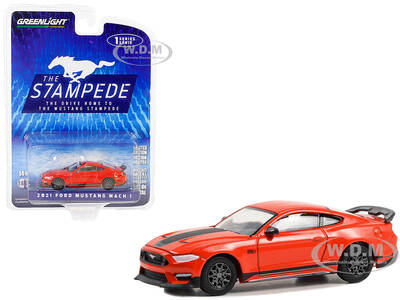 2021 Ford Mustang Mach 1 Race Red with Black Stripes The Drive Home to the Mustang Stampede Series 1 1/64 Diecast Model Car b...