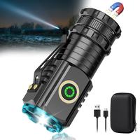 Small Flashlight with Magnetic Base Powerful 5 Modes Rechargeable Mini Pocket Flashlights Portable High Lumens with Clip USB ...