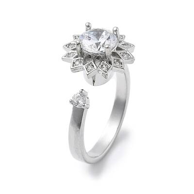 Sunflower Rotatable Open Cuff Rings for Women