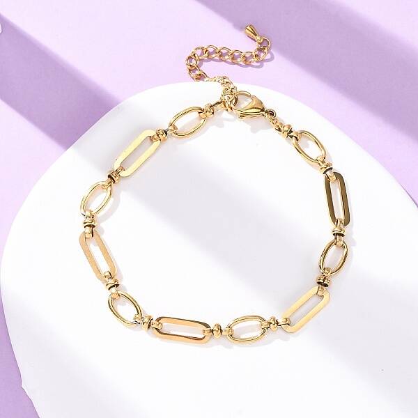 304 Stainless Steel Oval Link Chain Anklets