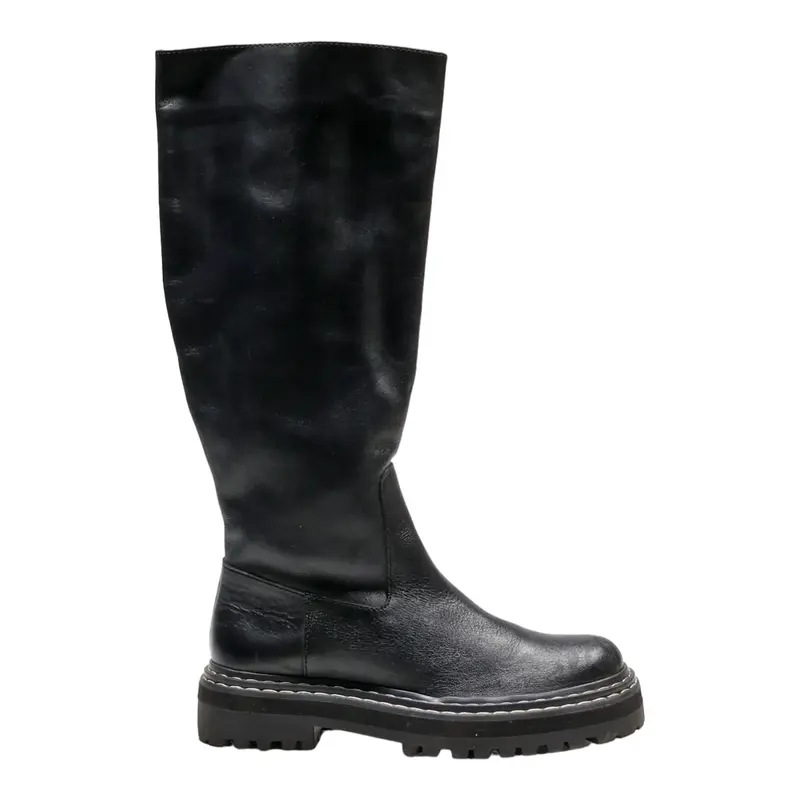 VINCE CAMUTO High Boots Black Leather Womens UK 4.5