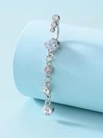 Rhinestone Decorated Long Stainless Steel Belly Button Buckle, Women Belly Piercing Body Jewelry, Stylish and Simple Belly Je...